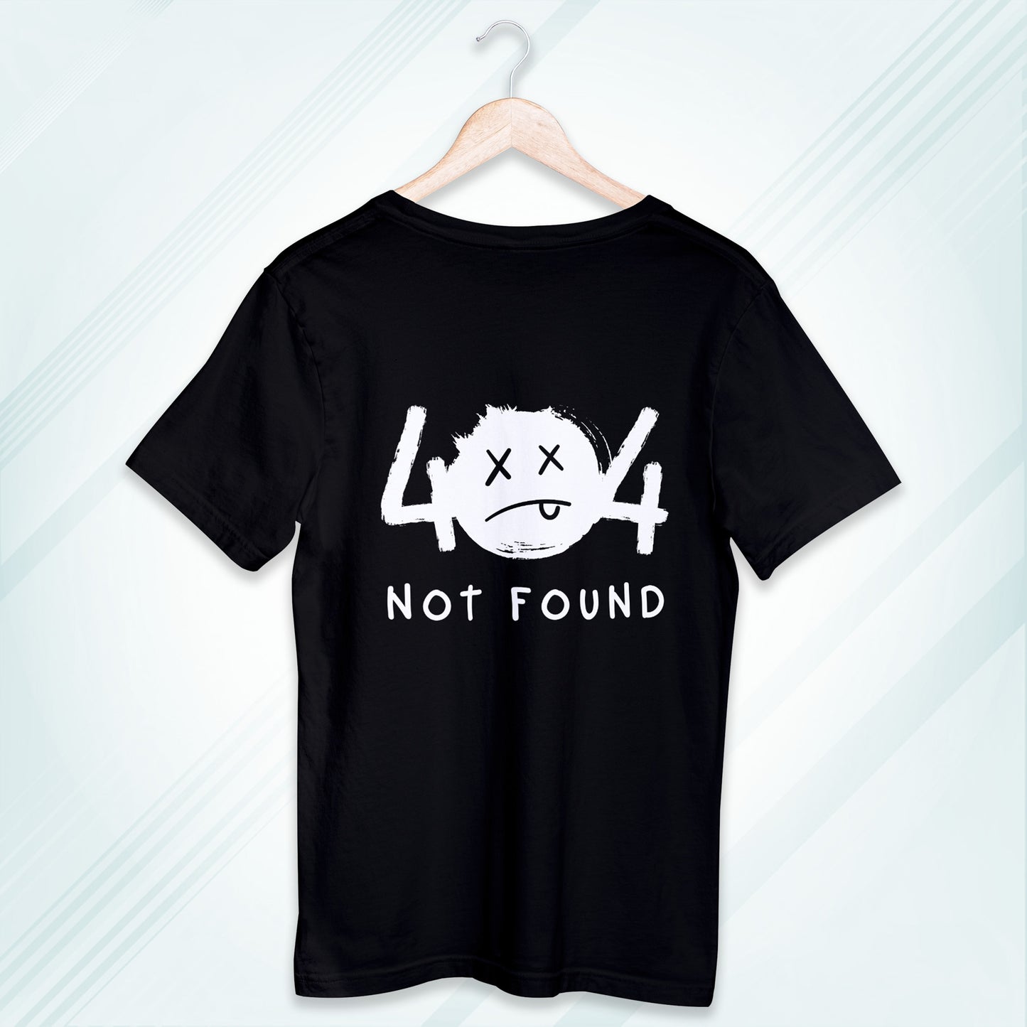 Black Round Neck Oversized Cotton Printed T-shirt 404 Not Found Unisex