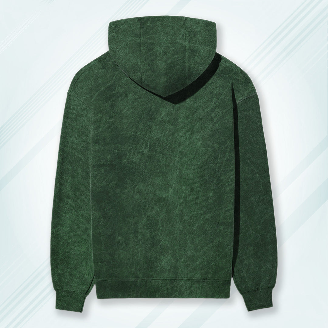 Bottle Green Acid Wash Hooded Sweatshirt | Hoodies