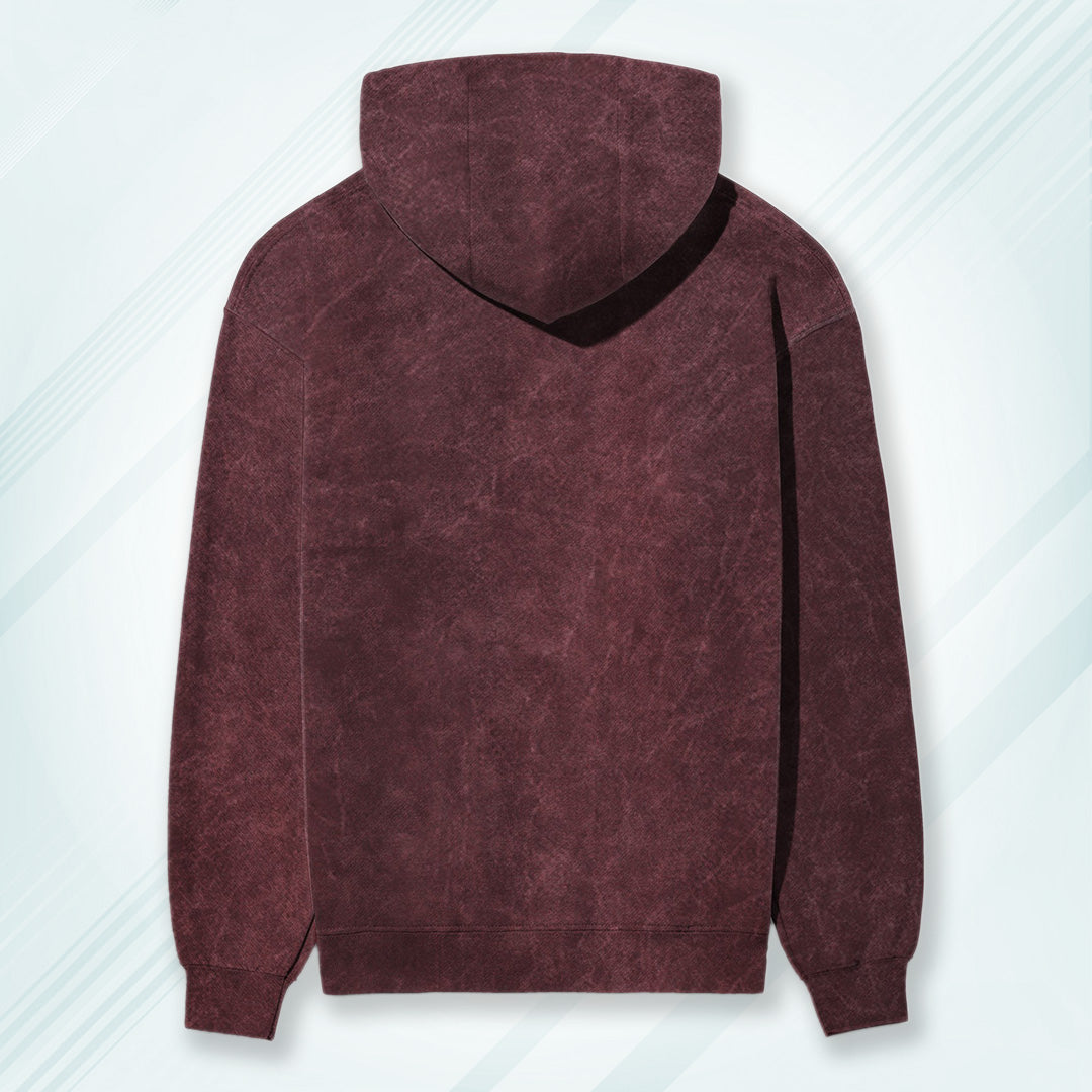 Maroon Acid Wash Hooded Sweatshirt | Hoodies