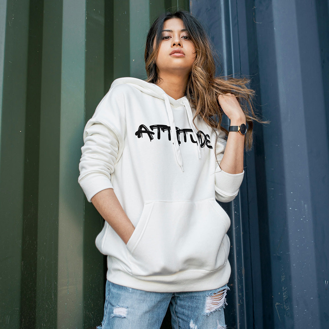 White Solid Hooded Sweatshirt | Attitude Unisex Hoodies