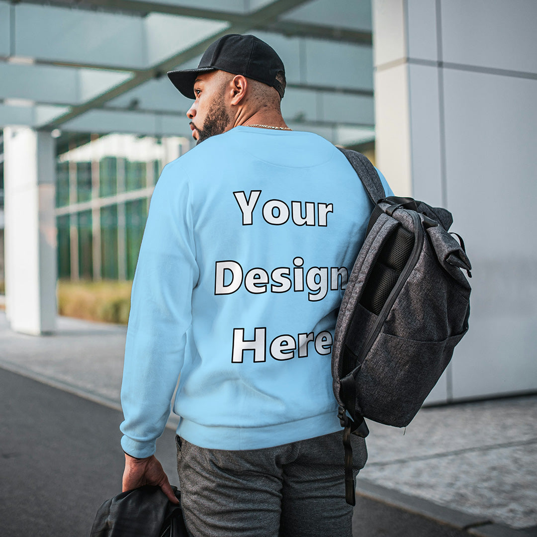 Baby Blue Back Customized Cotton Solid Sweatshirt | Unisex