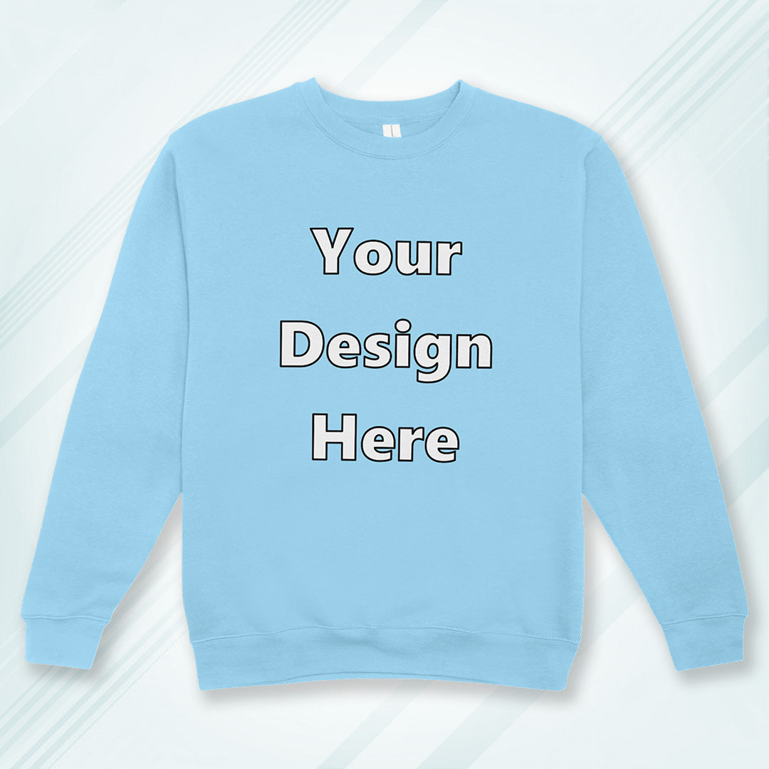 Baby Blue Front Customized Cotton Solid Sweatshirt | Unisex