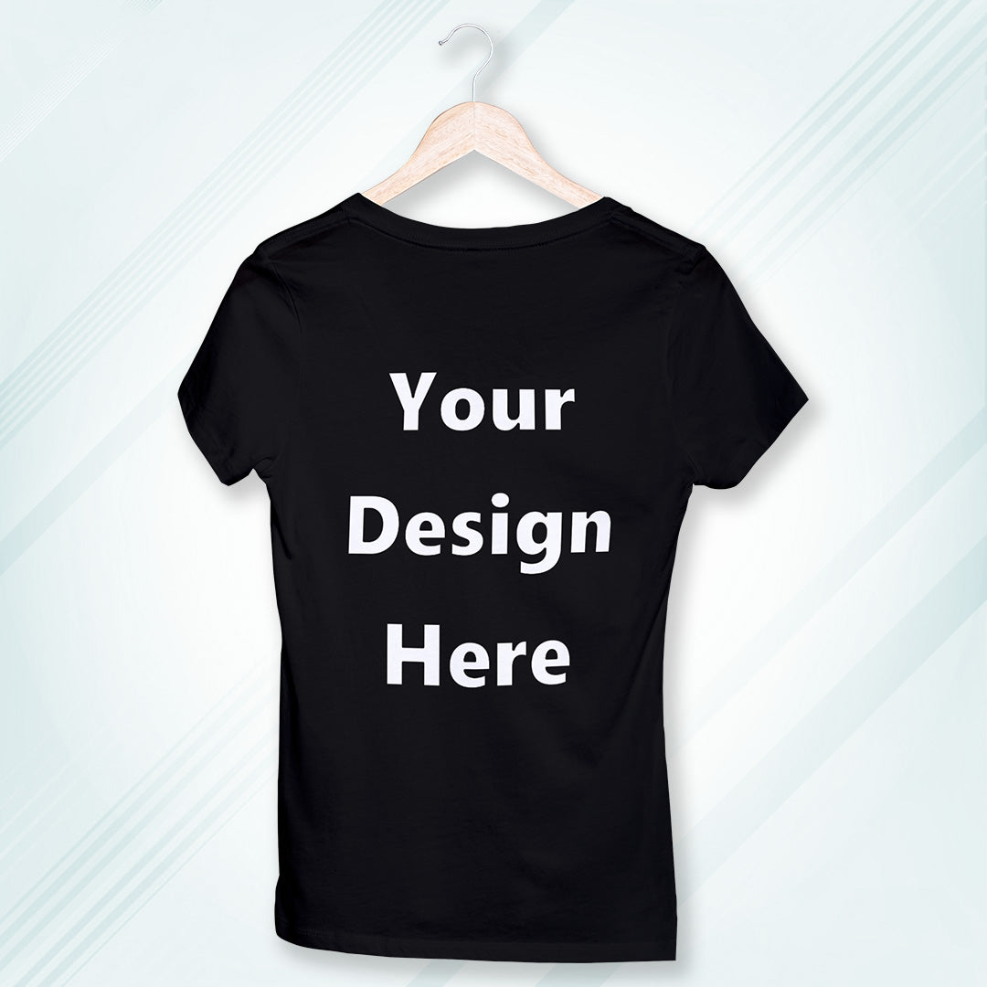 Black Round Neck Classic Customized T-Shirt Front Design | Women
