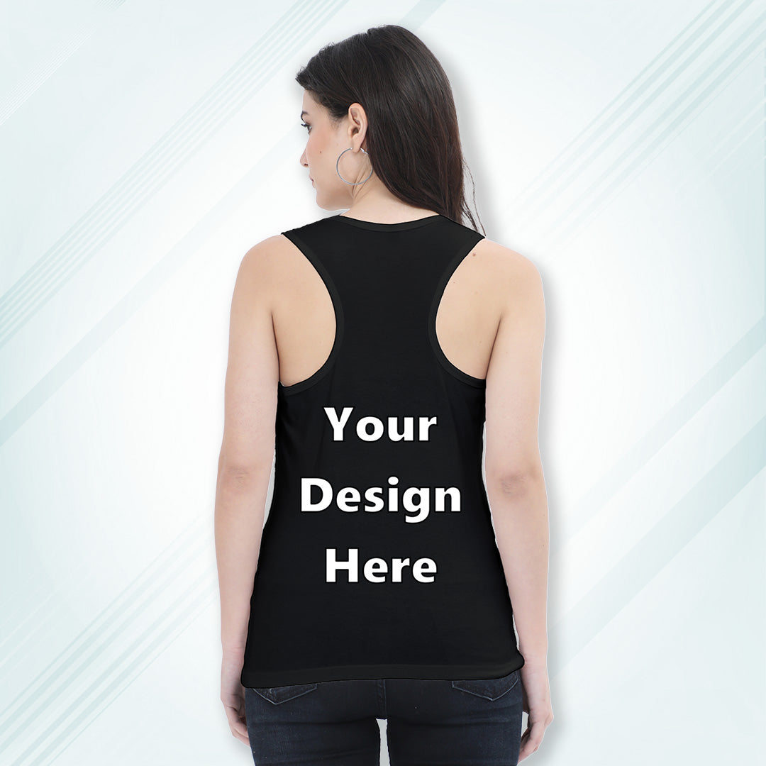 Black Customized Regular Fit Tank Top Back Design | Women