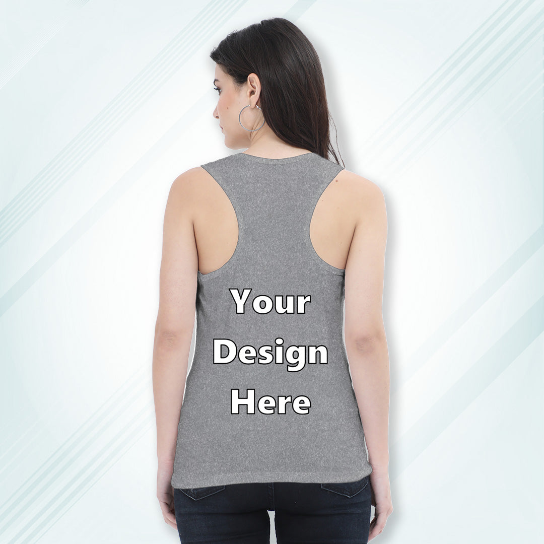 Charcoal Melange Customized Regular Fit Tank Top Back Design | Women