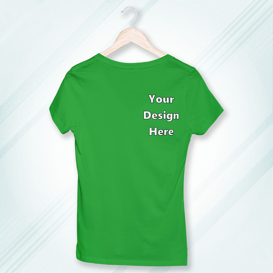 Flag Green Round Neck Classic Customized T-Shirt Front Pocket Design | Women