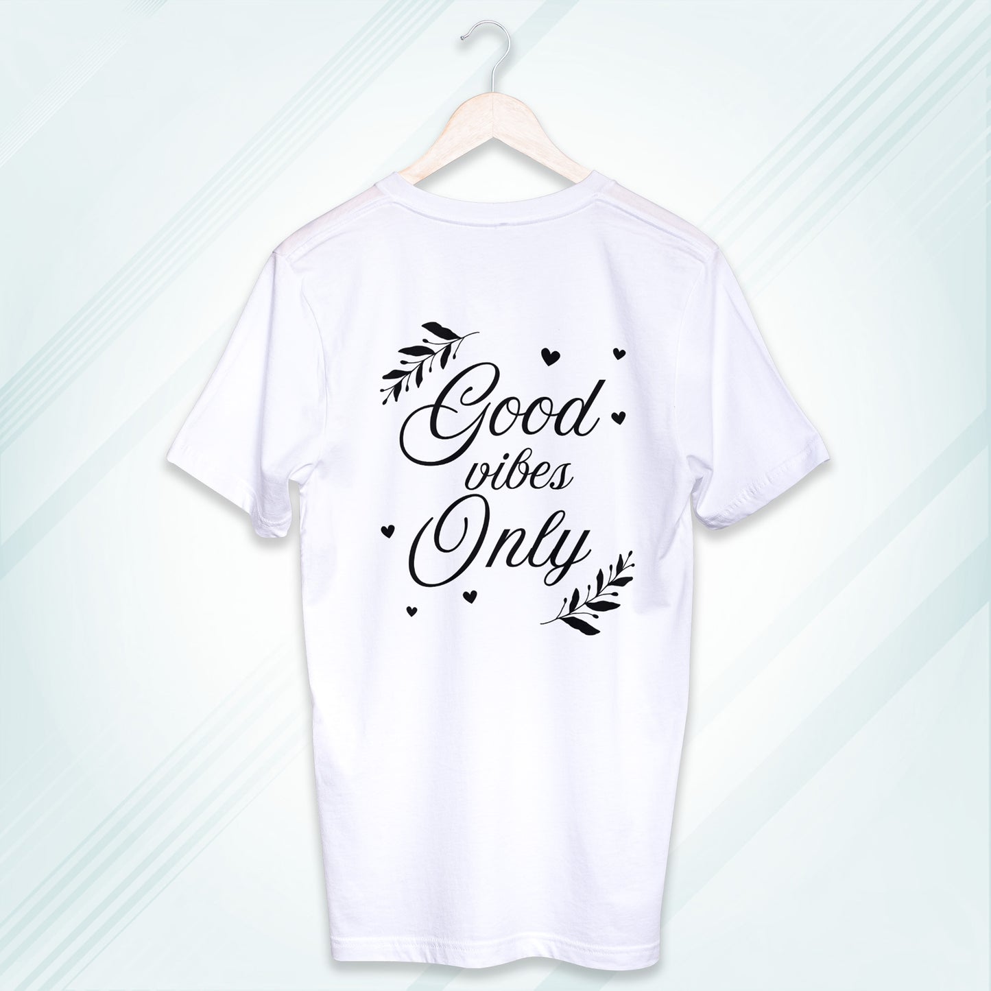 White Round Neck Classic Crew Solid T-shirt Good vibes Only