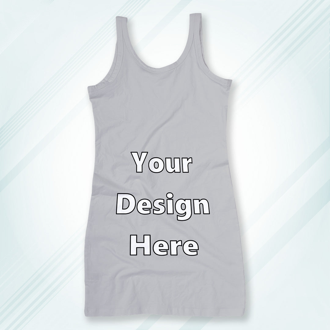 Grey Melange Customized Regular Fit Tank Top Front Design | Women