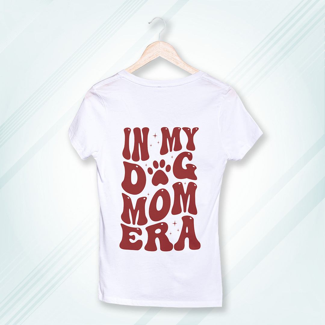 White Round Neck Classic Printed Classic T-Shirt Dog Mom | Women