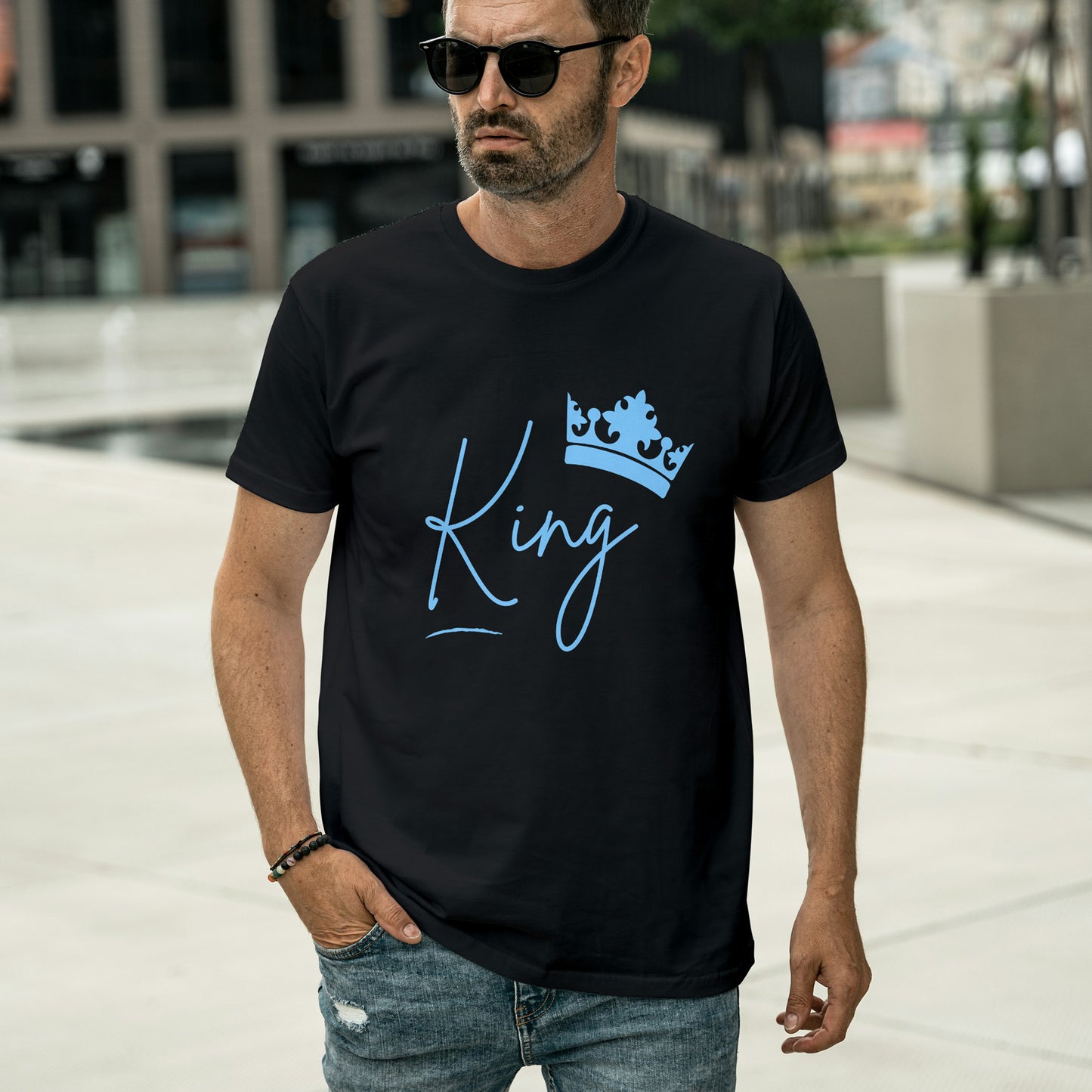 Black Round Neck Oversized Cotton Printed T-shirt King