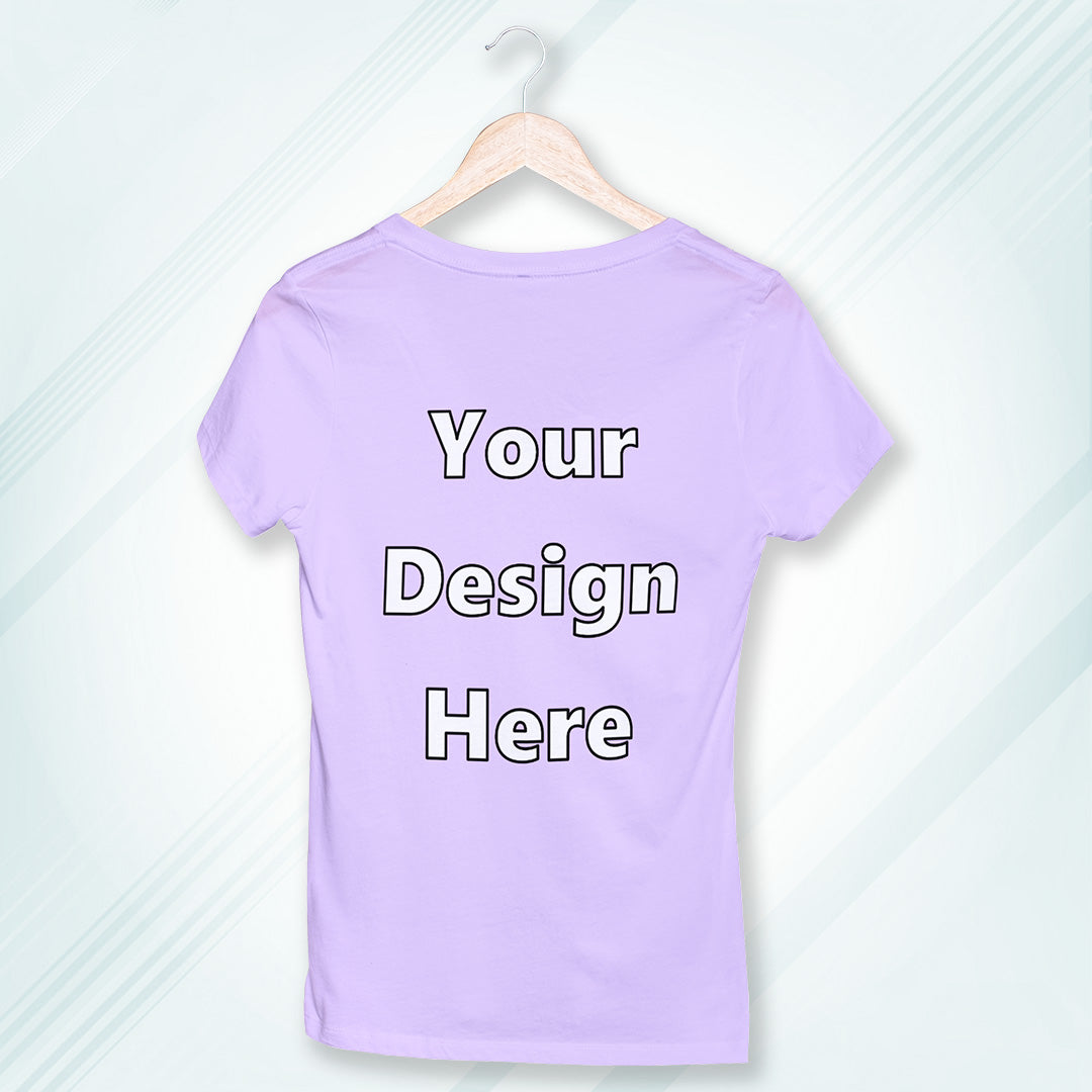 Lavender Round Neck Classic Customized T-Shirt Front Design | Women