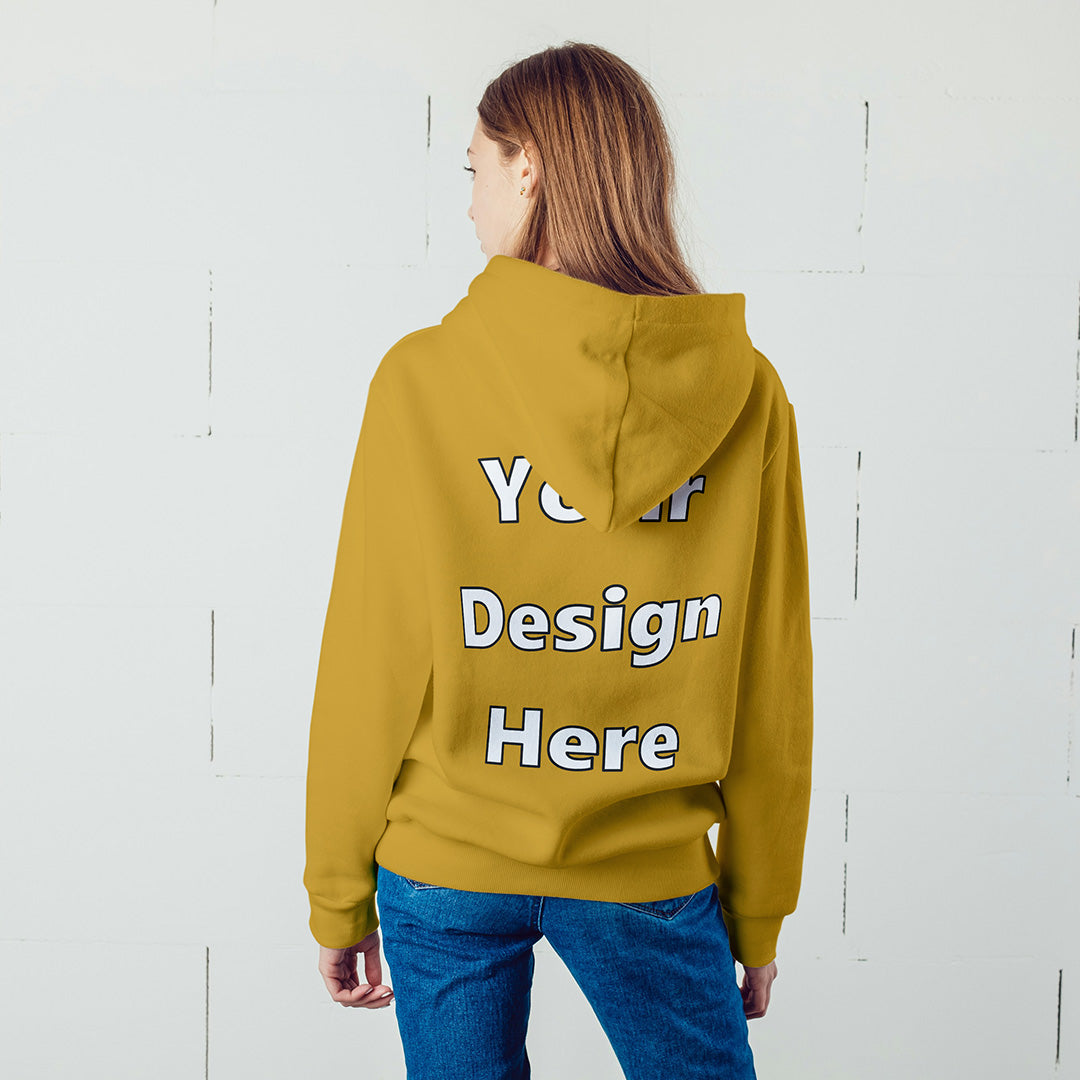 Mustard Yellow Back Customized Hoodie Sweatshirt | Unisex