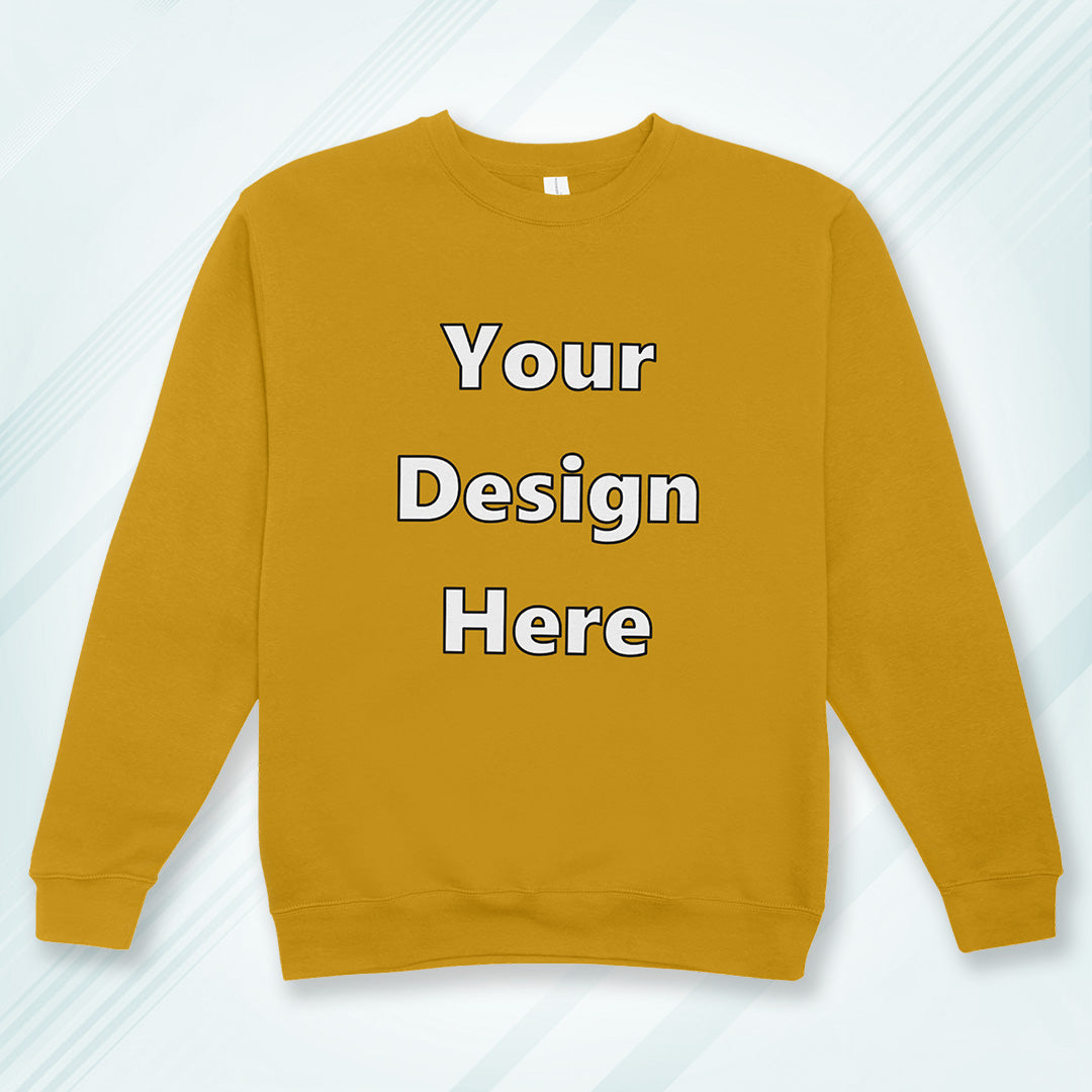 Mustard Yellow Front Customized Cotton Solid Sweatshirt | Unisex
