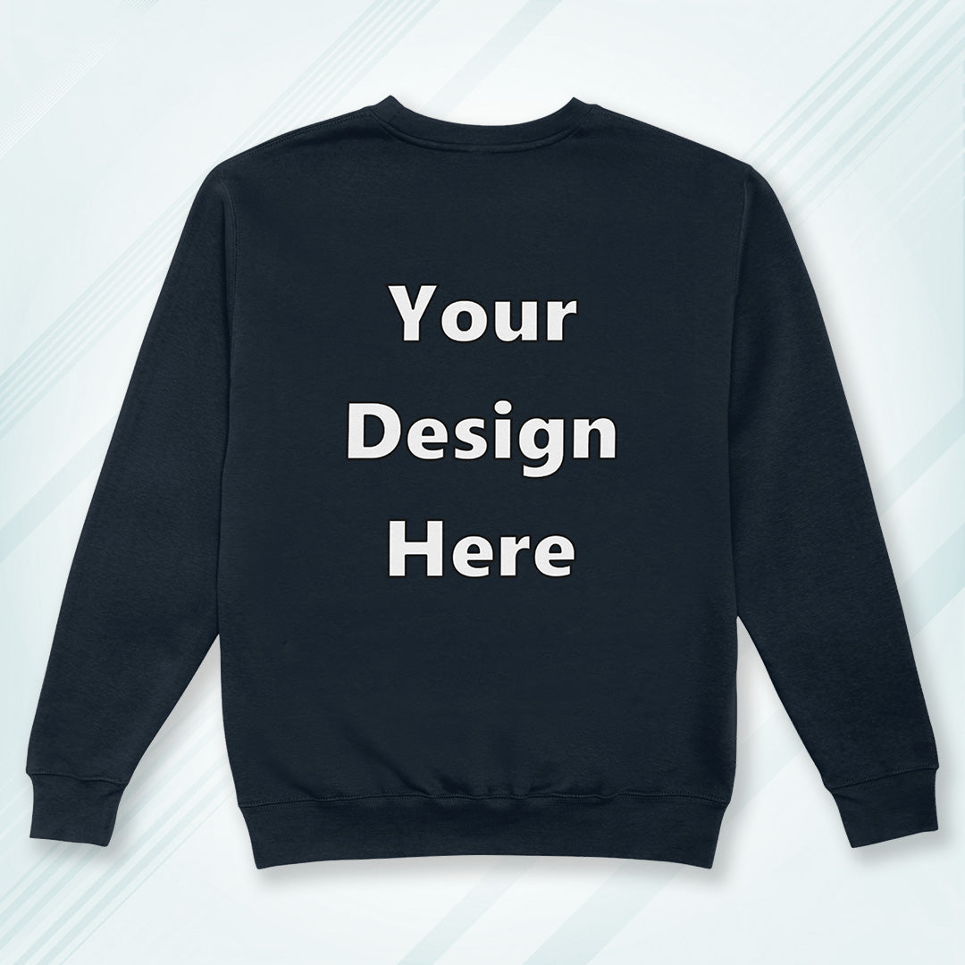 Navy Back Customized Cotton Solid Sweatshirt | Unisex