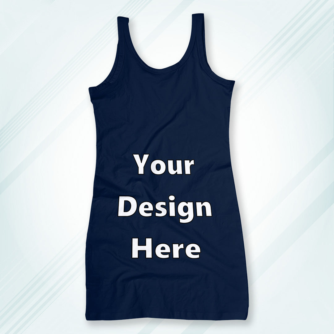 Navy Customized Regular Fit Tank Top Front Design | Women