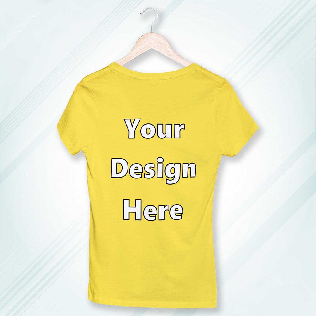 New Yellow Round Neck Classic Customized T-Shirt Front Design | Women