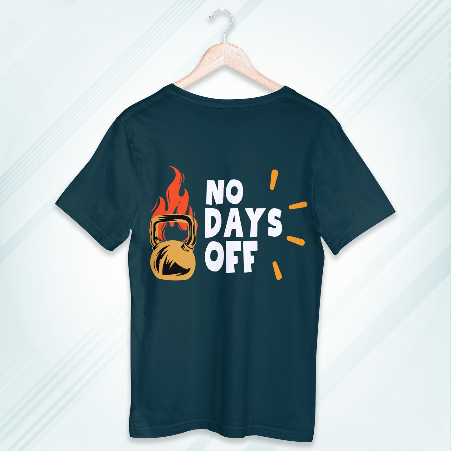 Petrol Blue Round Neck Oversized Cotton Printed T-shirt No Days Off Unisex