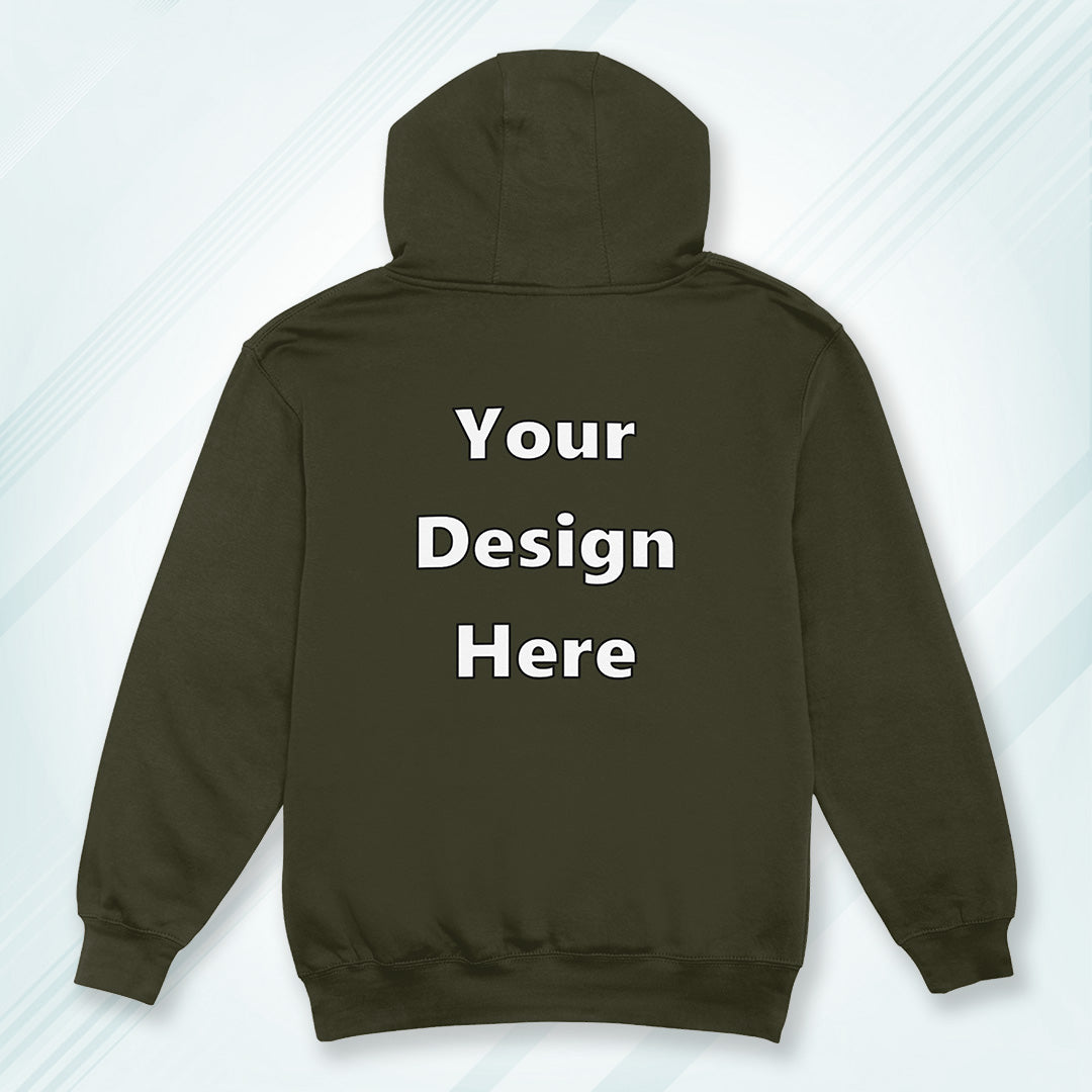 Olive Green Back Customized Hoodie Sweatshirt | Unisex