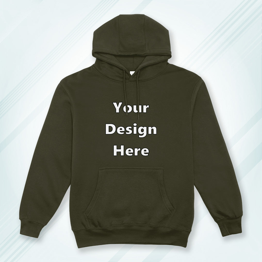 Olive Green Front Customized Hoodie Sweatshirt | Unisex