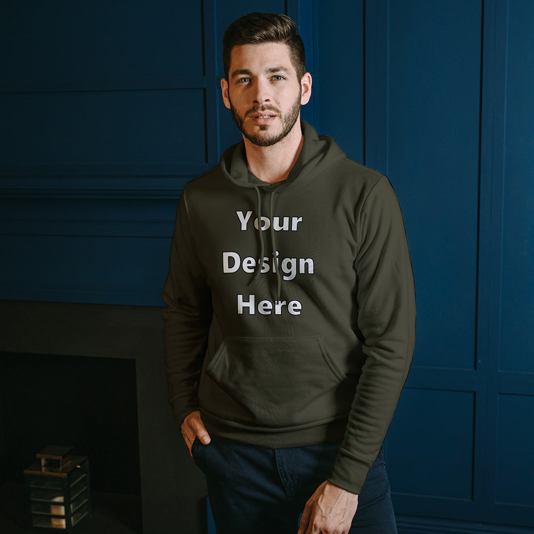 Olive Green Front Customized Hoodie Sweatshirt | Unisex