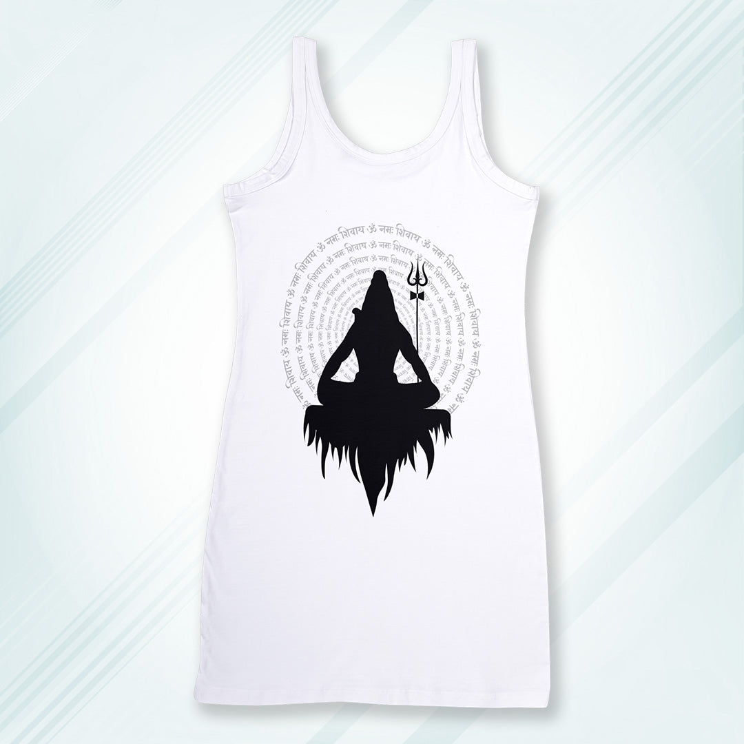 White Regular Fit Tank Top Om Namah Shivay | Women