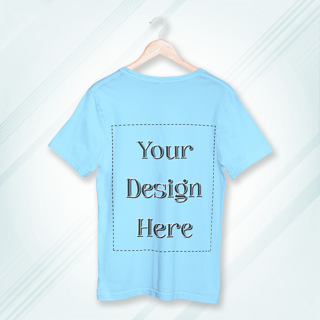 Baby Blue Round Neck Oversized Cotton Front Customized Design | Unisex