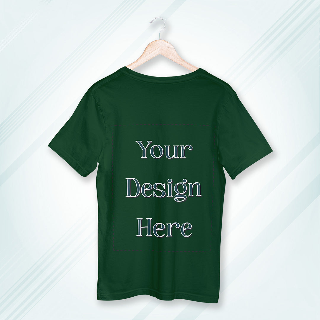 Bottle Green Round Neck Oversized Cotton Front Customized Design | Unisex