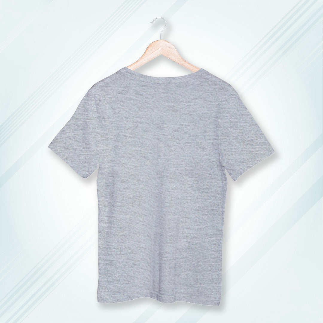 Grey Melange Round Neck Oversized Cotton Solid T-shirt