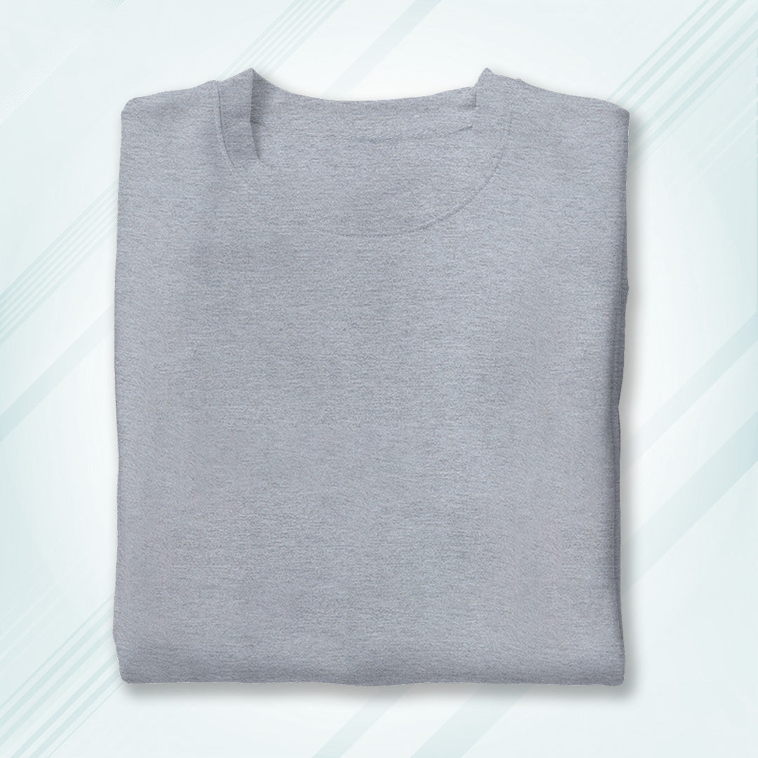 Grey Melange Round Neck Oversized Cotton Solid T-shirt