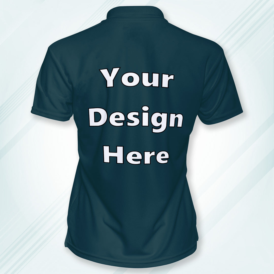 Petrol Blue Customized Polo T-Shirt Back Design Regular Fit | Men