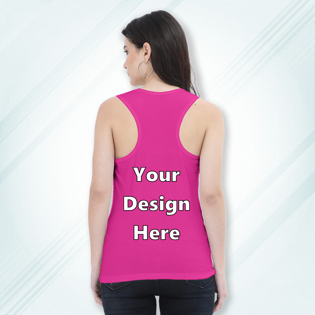 Pink Customized Regular Fit Tank Top Front Design | Women