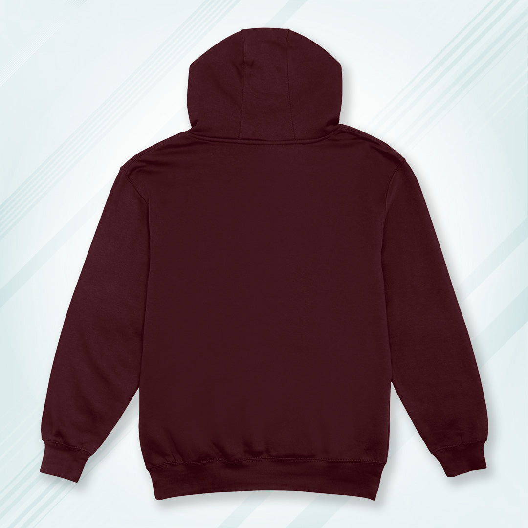 Maroon Blue Solid Hooded Sweatshirt | Hoodies