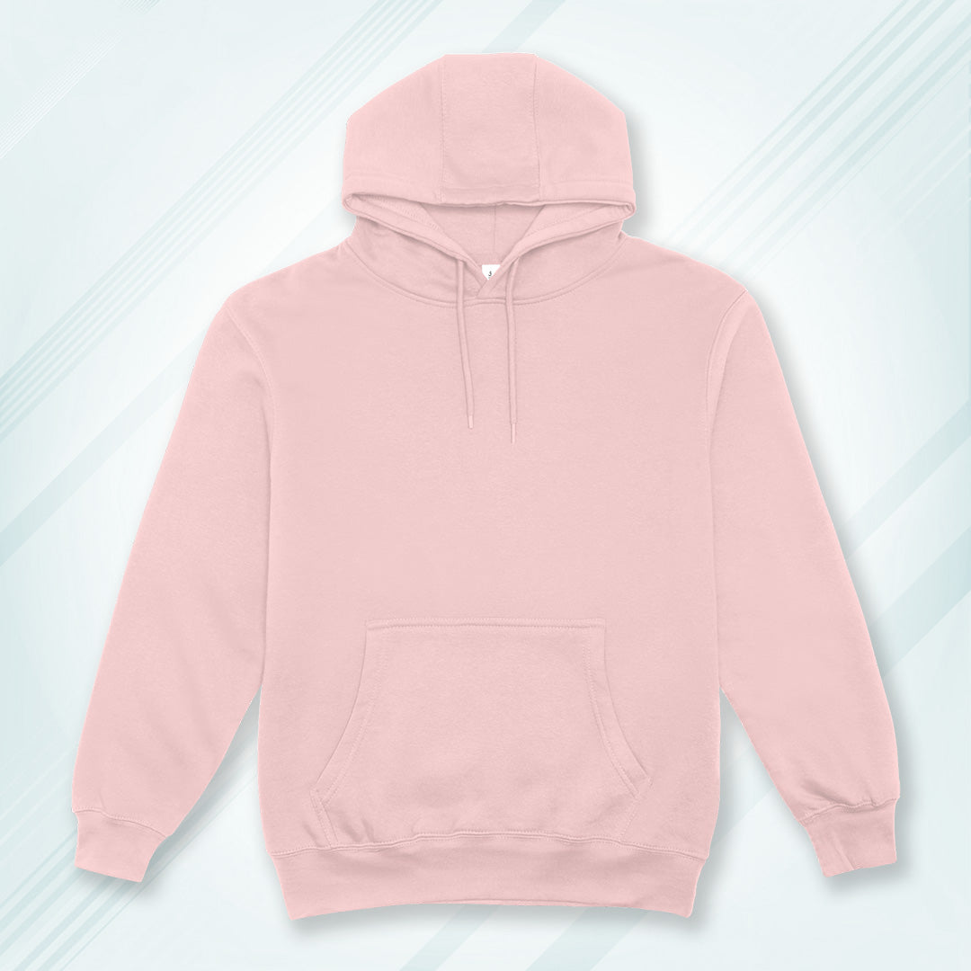 Light Pink Solid Hooded Sweatshirt | Hoodies