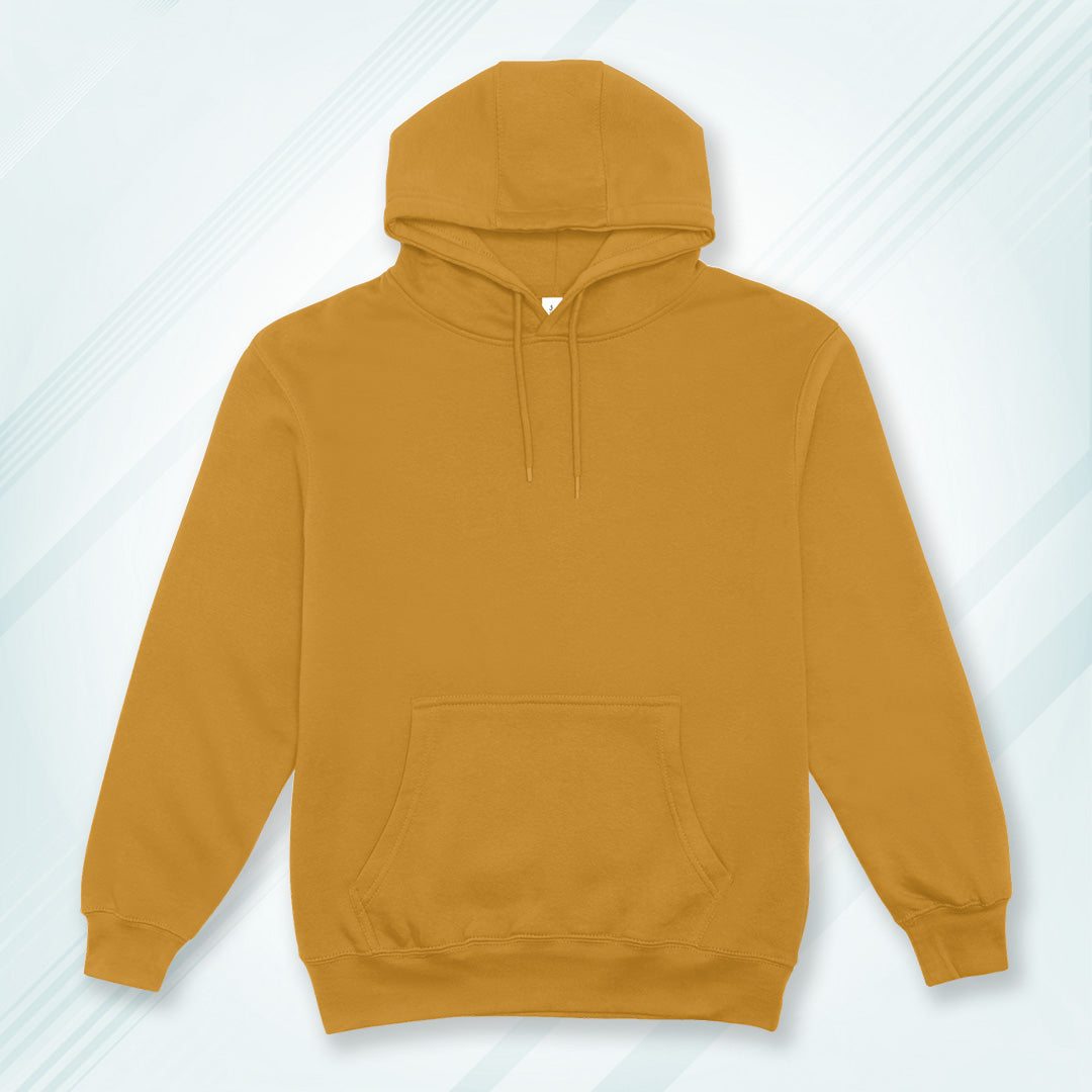 Mustard Yellow Solid Hooded Sweatshirt | Hoodies