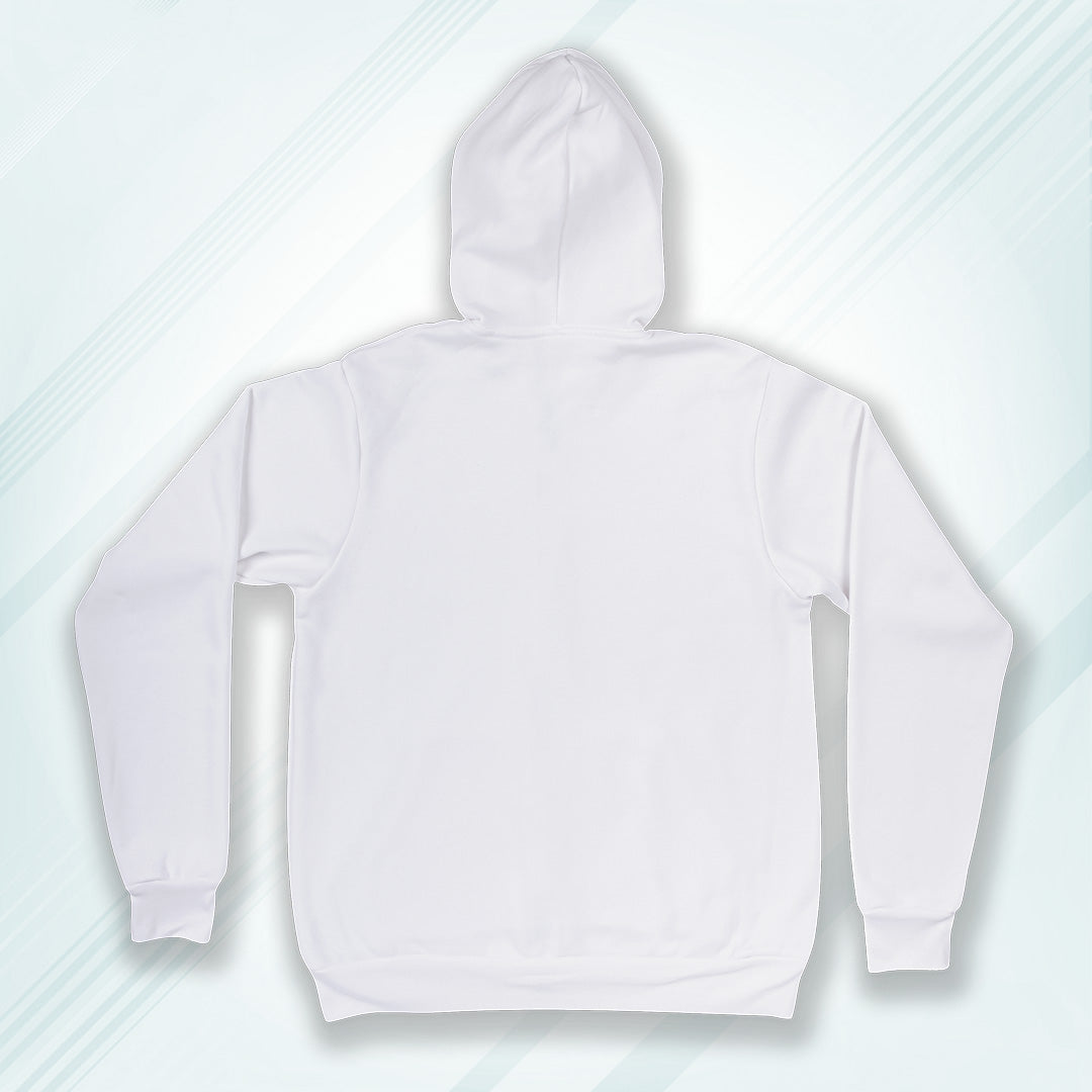 White Regular Fit Zip Hoodie Poly Cotton Fleece Sweatshirt Long Sleeves