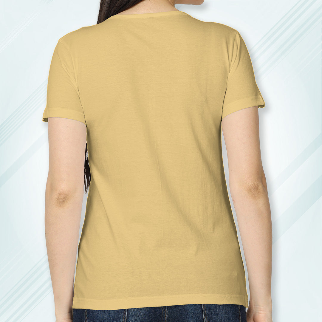 Beige Round Neck Classic Solid T-shirt | Women