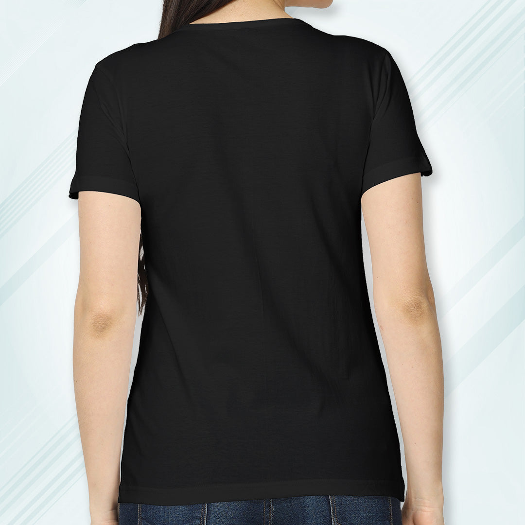 Black Round Neck Classic Solid T-shirt | Women
