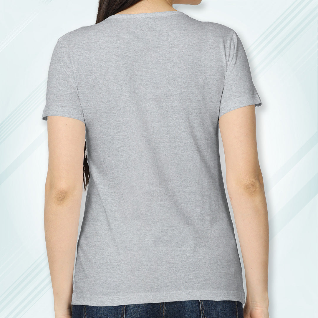 Grey Melange Round Neck Classic Solid T-shirt | Women