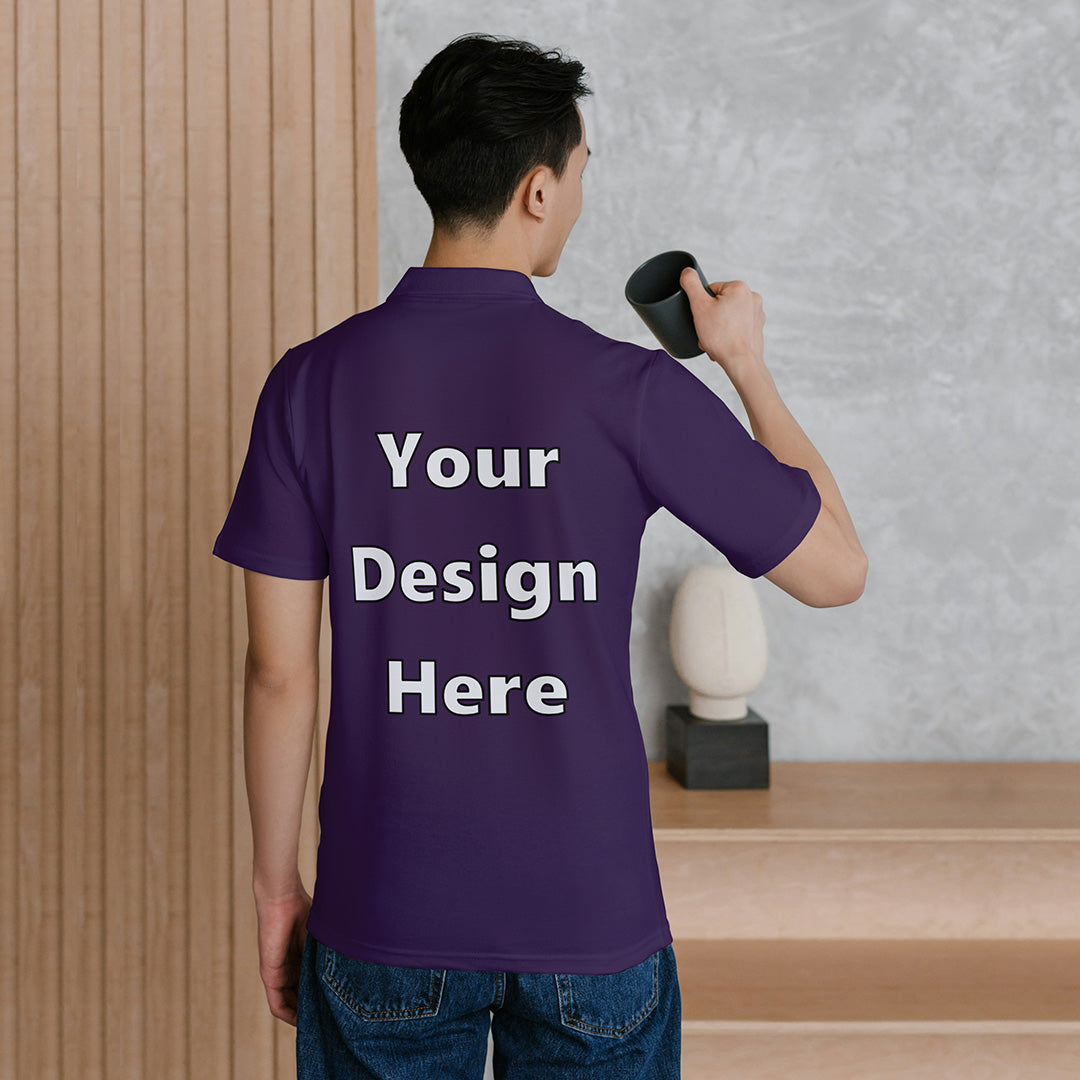 Purple Customized Polo T-Shirt Back Design Regular Fit | Men