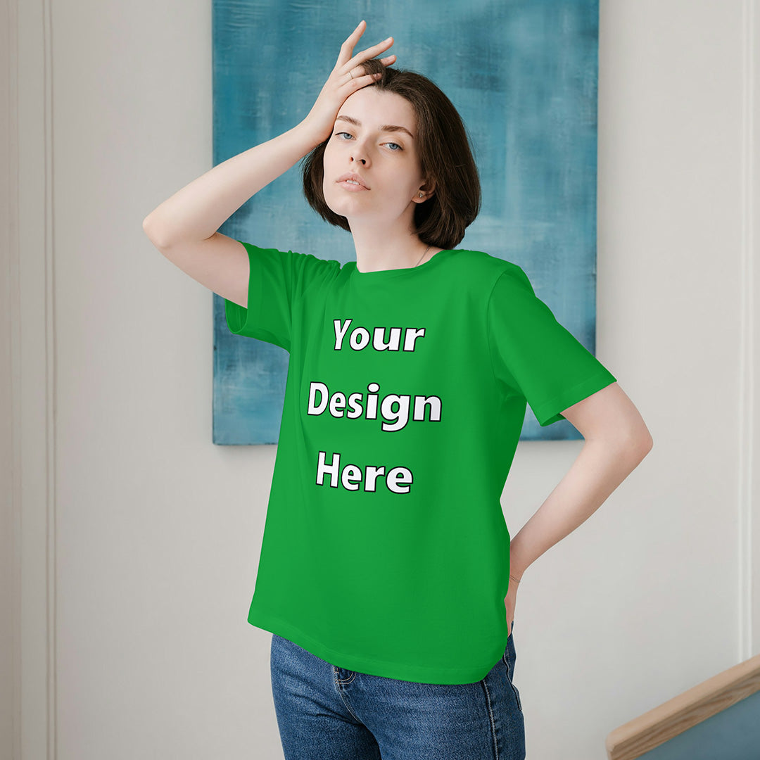 Flag Green Round Neck Cotton Classic Crew T-shirt Front Customized Design | Unisex