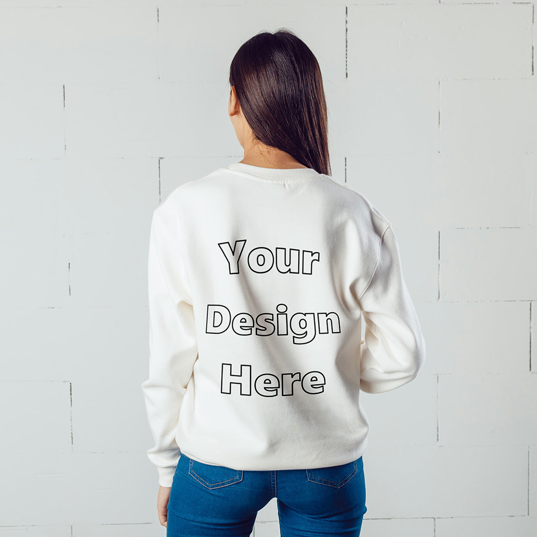White Back Customized Cotton Solid Sweatshirt | Unisex