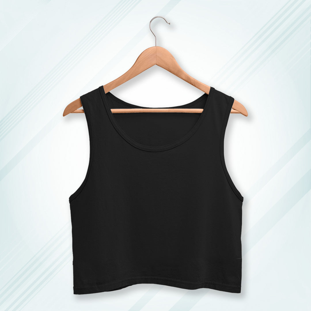 Black Cotton Solid Sleeveless Crop Tank | Women