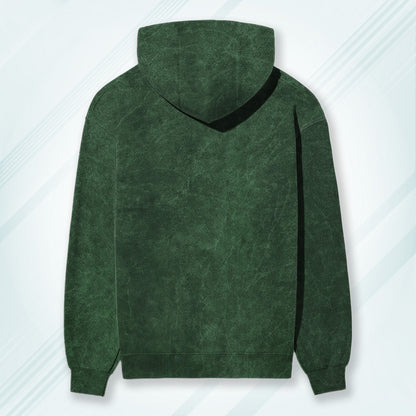 Bottle Green Acid Wash Hooded Sweatshirt | Hoodies