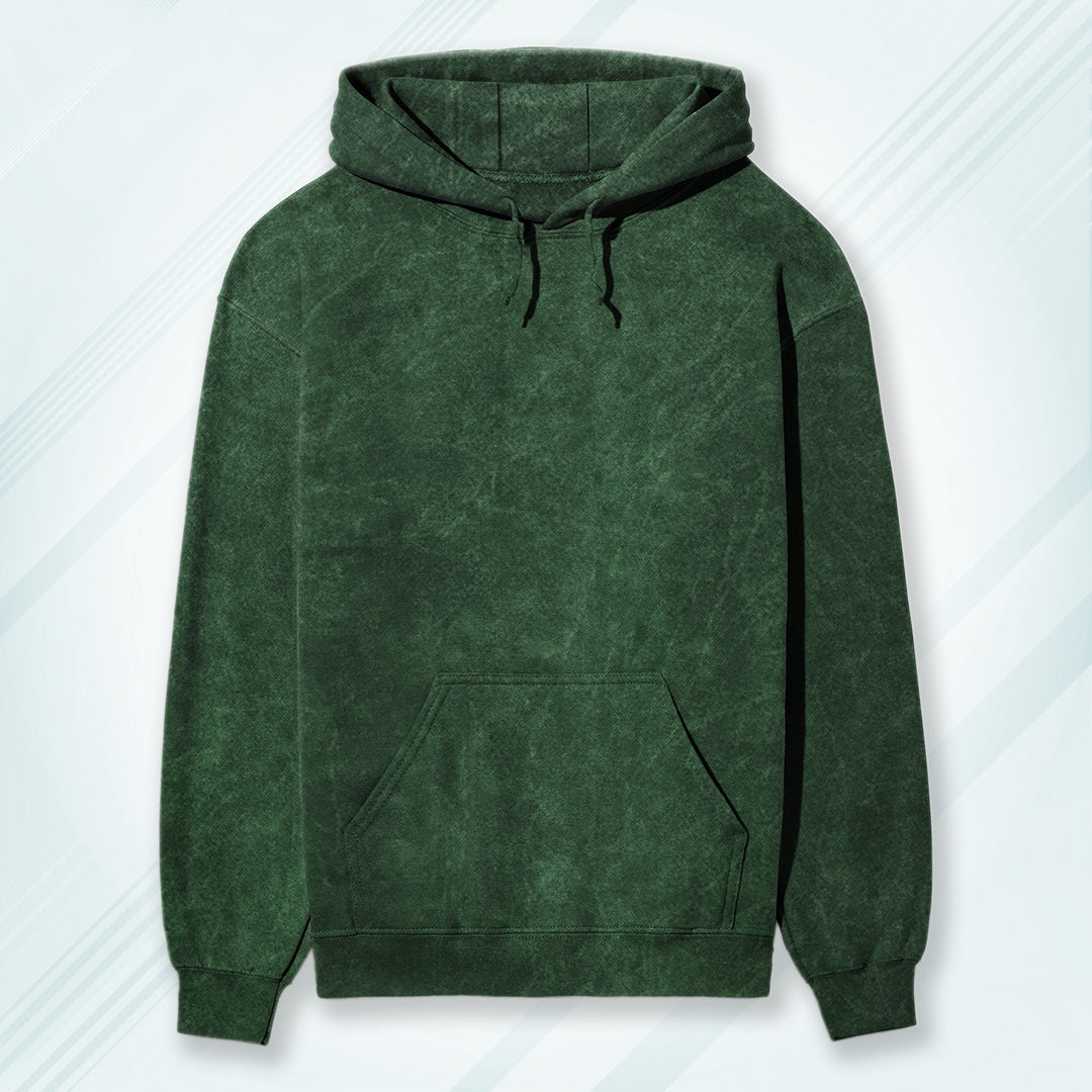 Bottle Green Acid Wash Hooded Sweatshirt | Hoodies