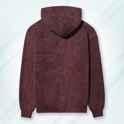 Maroon Acid Wash Hooded Sweatshirt | Hoodies