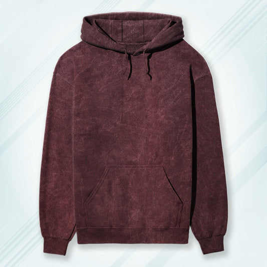 Maroon Acid Wash Hooded Sweatshirt | Hoodies