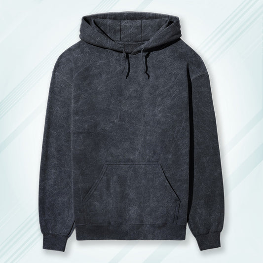 Navy Blue Acid Wash Hooded Sweatshirt | Hoodies