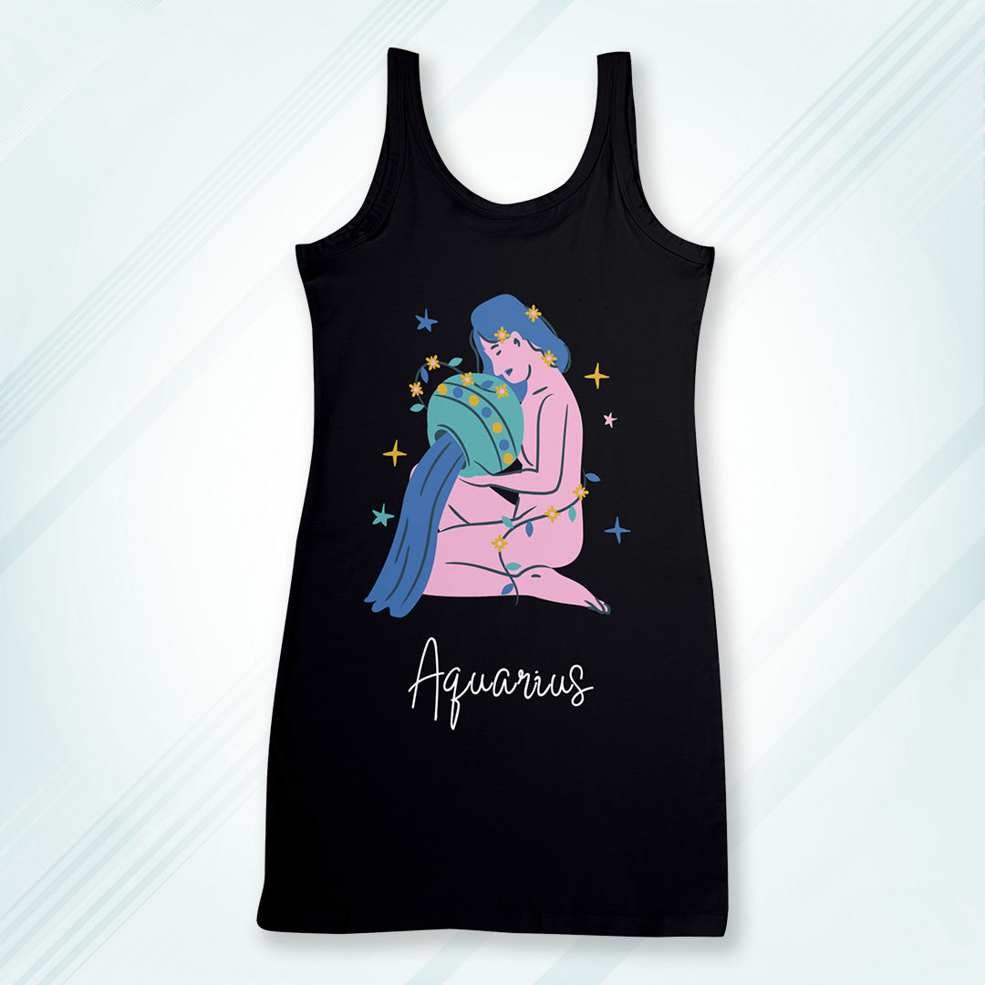 Black Regular Fit Tank Top Aquarius Horoscope | Women
