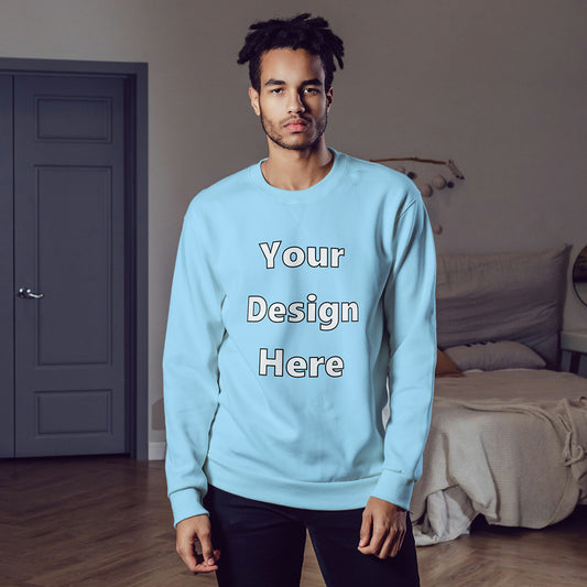 Baby Blue Front Customized Cotton Solid Sweatshirt | Unisex