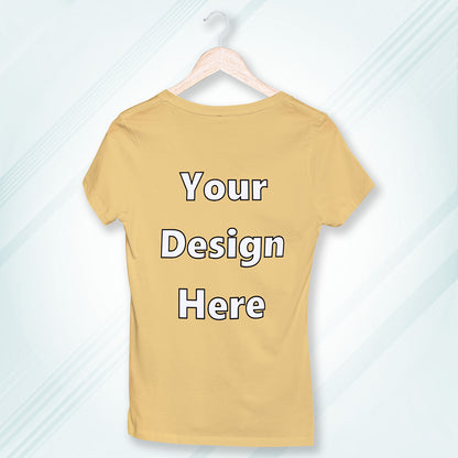 Beige Round Neck Classic Customized T-Shirt Front Design | Women